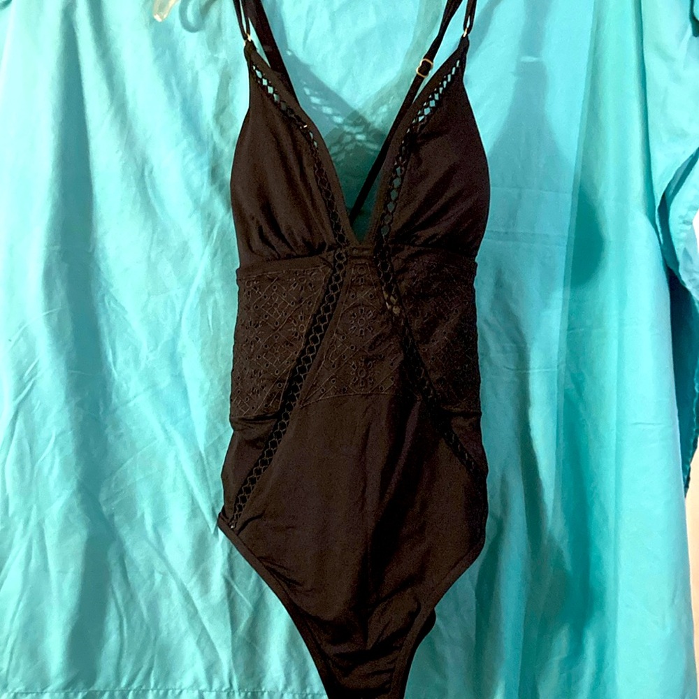 Time and Tru Black Bodysuit One Piece